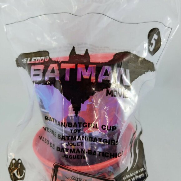 Batman/Batgirl The Lego Batman Movie McDonald’s Happy Meal Cup #1 Red Sealed - Picture 2 of 3